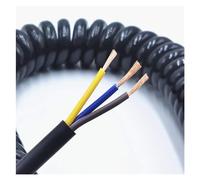 Spring Telescopic Spiral Cable Spring Telescopic Spiral Cable-3 Core Spring Wire, Spiral Electric Cable, Black Power Cord Extensible Wire, 0.5 Square 2.5 m 5 m 7.5 m,(3 Core 14awg,Line length 5m)
