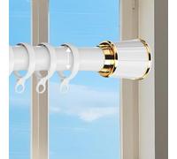 Spring Tension Shower Rods, 40-500cm Adjustable No-Drill Shower Rod, Spring Loaded Curtain Rods Stainless Steel Non-Slip for Windows, Bathroom, Doorway, Closet, Kitchen(White,210-300cm)