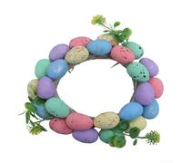 Spring Themed Wreath with Speckled Egg Details and Artificial Foliage Integrated into Vine Framework 19x20x5cm Colorful White(colorful)