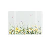 Spring Time Daffodils Rectangular Small Glass Worktop Saver - Floral Smooth Kitchen Chopping/Cutting Board Worktop Protector with Non-Slip Feet 28.5cm x 20cm (11" x 8")
