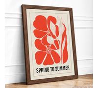 Spring to Summer Botanical Framed Wall Art Print A2 (59.4×42cm) Walnut, Wall Decor for Living Room, Bedroom, Office & Home, Ready to Hang, Art Gift