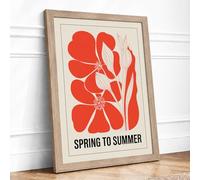 Spring to Summer Botanical Framed Wall Art Print A4 (29.7×21cm) Oak, Wall Decor for Living Room, Bedroom, Office & Home, Ready to Hang, Art Gift