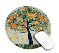 Spring Tree Design Mouse Pad, Colorful Nature Artwork Non-Slip Washable Mousepad for Home and Office Computer, Laptop Round