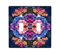 Spring Tropical Floral Light Switch Cover Plates/Outlet Covers, Radiant Peach and Cool Blue Blooms for Wall Accents, Stylish Decorative Wall Plates, Standard Size Double Toggle