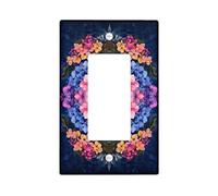 Spring Tropical Floral Light Switch Cover Plates/Outlet Covers, Radiant Peach and Cool Blue Blooms for Wall Accents, Stylish Decorative Wall Plates, Standard Size Single Rocker