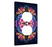 Spring Tropical Floral Light Switch Cover Plates/Outlet Covers, Radiant Peach and Cool Blue Blooms for Wall Accents, Stylish Decorative Wall Plates, Standard Size Single Duplex Outlet