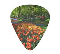 Spring tulip garden Guitar Picks 12 Pack Set Guitar Gift for Bass Picks Acoustic Guitars Plectrums with Clear Storage Box