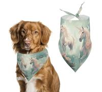 Spring Two Horses in The Sky Dog Bandanas Triangle Holiday Pet Neck Scarf Soft Adjustable Bib Handkerchief Accessories Washable Durable Fabric for Pet Puppy Cats Large Dog