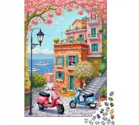 Spring Village Scene 1000 Pieces Thick Cardboard Jigsaw Puzzle Adult Jigsaws Hard Challenging Game 70x50cm/1000pcs