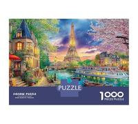 Spring Village Scene Puzzle 1000 Piece Paris Street Jigsaw Puzzles Challenging Game Fun, Brainteasing 100% Recycled Cardboard for Adults And Children 38x26cm/1000pcs