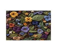Spring Violet Flower Jigsaw Puzzles for Adults 1000 Piece, Knitting Theme Florals Wooden Printed Puzzles, Fun Vintage Pattern Decor for Home