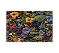 Spring Violet Flower Jigsaw Puzzles for Adults 300 Piece, Knitting Theme Florals Wooden Printed Puzzles, Fun Vintage Pattern Decor for Home