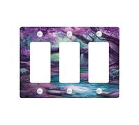 Spring Violet Light Switch Cover Plates/Outlet Covers, Enchanted Forest Design for Home Decor, Thermoplastic Wall Plates, Standard Size 3 Gang Wall Plate