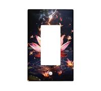 Spring Water Lily Light Switch Cover Plates/Outlet Covers, Peach Fantasy Flowers for Wall Accents, Thermoplastic Wall Plates, Standard Size Single Rocker