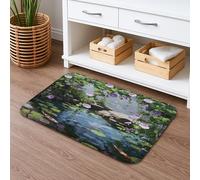 Spring Water Lily Quick Dry Bath Mat, Colorful Carp Fish Tropical Garden Absorbent Non Slip Shower Mat, Artsy Memory Foam Washable Bath Rugs for Bathroom Toilet Decorative 20x32 Inch