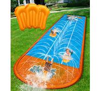 Spring Water Slip and Water Slide for Kids Backyard, 17ft*3 Racing Lanes Slip Water Slides with Sprinkler for Age 5-8 8-12, Summer Outdoor Water Toy with 3 Inflatable Bodyboards