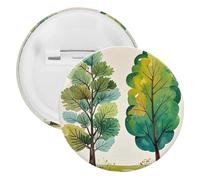Spring Watercolor Eucalyptus Trees Badge Metal Round Pins, Lightweight Brooch for Backpack, Fashion Button Pins Badge for Shirts, Jackets, Shawl Coat, Unisex, 5PCS, Tinplate, metal round pins