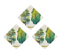 Spring Watercolor Eucalyptus Trees Car Air Freshener, 3 Pcs Rhombus Hanging Air Freshener Cards, Long Lasting Fragrance Scented Cards for Car, Home, Office Black-style