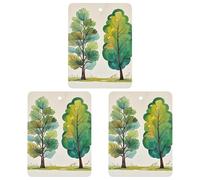 Spring Watercolor Eucalyptus Trees Car Air Freshener, 3 Pcs Square Hanging Air Freshener Cards, Long Lasting Fragrance Scented Cards for Car, Home, Office Black-style