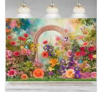 Spring Watercolor Floral Photography Backdrop Oil Painting Butterfly Flower Background Baby Birthday Party Decoration Banner 300x200cm