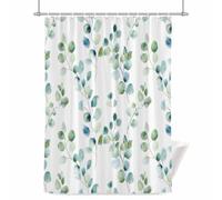 Spring Watercolor Shower Curtain for Bathroom, Sage Green Teal Eucalyptus Leaf Waterproof Cloth Fabric Bathroom Accessories Set with 12 Rust Proof Plastic Hooks, 72” x 84”