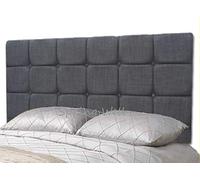 Spring Well,Cali Linen turin Fabric Buttons Upholstered Headboard 20'' Height in Sizes 3ft 4ft 4ft6 5ft (Grey, 5ft)