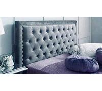 Spring Well,Upholstered Alton Studded Headboard with Buttons in Crushed velvet 26''/30''/36'' Heights (Cream, 4ft6-36'' Height)