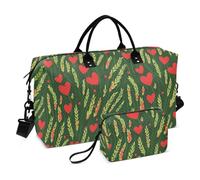 Spring Wheatgrass Country Style Valentine Decorative Weekender Duffel Bag Gym Sports Duffel Bags with Adjustable Strap for Sports Foldable bolso Viajero para Mujer