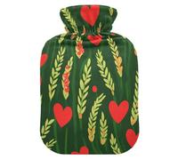 Spring Wheatgrass Country Style Valentine hot-Water Bottle with Soft Cover, 2L hot Compress Bag for Period Cramps, Period Cramps, Bolsa de calor para Dolor Menstrual