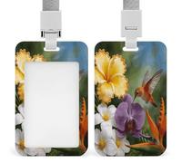 Spring Whispers Badge Holders Waterproof Vertical Name Badge ID Card Holders Detachable Card Case Protector Name Tag Holders Badge Sleeve for Teacher Nurse Doctor Gift