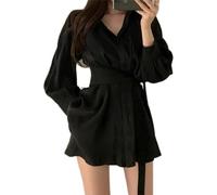 Spring White Blouses Women Casual Simple Long Sleeve Shirts Elegant Office Shirt Korean Female Commute Slim Basic Top-Black-S