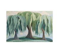 Spring Willow Tree Jigsaw Puzzles for Adults 1000 Piece, Cute Plant Scenic Wooden Printed Puzzles, Nature Landscape Pattern Decorations for Home Entertainment