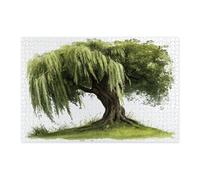 Spring Willow Tree Jigsaw Puzzles for Adults 1000 Piece, Simple Nature Landscape Wooden Puzzles, Plant Pattern Decor for Home Entertainment