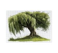 Spring Willow Tree Jigsaw Puzzles for Adults 300 Piece, Simple Nature Landscape Wooden Puzzles, Plant Pattern Decor for Home Entertainment