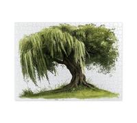 Spring Willow Tree Jigsaw Puzzles for Adults 500 Piece, Simple Nature Landscape Wooden Puzzles, Plant Pattern Decor for Home Entertainment