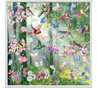 Spring Window Clings, Hianjoo 9 Sheets Spring Glass Stickers, Bird Branches, Flowers, Butterflies, Spring Static Stickers
