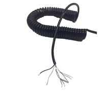 Spring Wire 4-Core Shielded Twisted Pair Network Cable with Telescopic Power Cord - 20AWG Elastic Spiral devise(Stretch 3meter)