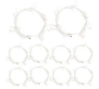 Spring Wreath, Crown Headband 10Pcs 8 Inch White Decorative Feathered Wreath Three Luminous Modes LED Angel Headband Charming Crown for Cosplay, Christmas, Halloween, Holiday Costume