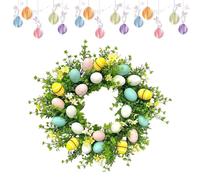 Spring Wreath Easter Wreath - Colourful Eggs Home Decoration - 50 cm Flower Wreaths for Front Door - For Door Window Table Entrance Kitchen Living Room Bedroom Party Holiday