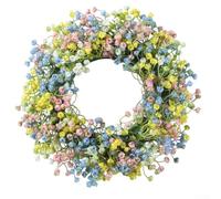 Spring Wreath for Easter Featuring Eucalyptus Leaf Motif and Baby's Breath Clusters Crafted from Long-Lasting Plastic Materials