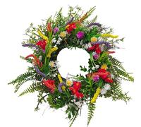 Spring Wreath Front Door, Artificial All Year Door Wreath, Spring Colourful Wild Flowers Garland, Multipurpose Decorative Garland, for Farmhouse, Wedding, Home, Window, Wall, Fireplace