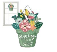 Spring Wreath Sign - Rustic Front Door Decor, Artificial Floral Welcome Sign | Handmade Seasonal Wreath, Spring Summer Decor for Porch, ent