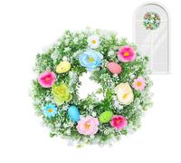 Spring Wreath - Spring Garland with Artificial Eggs and Flowers, Artificial Summer Garlands for the Entrance Door, 35 cm, for Home, Indoor, Outdoor, Porch, Window, Wall, Festivals