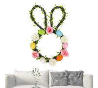 Spring Wreaths for Front Door | Artificial Spring Porch Decor - Easter Egg Flower Wreath With Bunny Ears | for Home Apartment Indoor Outdoor Living Room Entryway Mantel Porch Patio