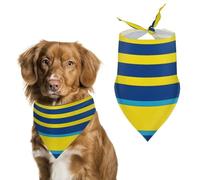 Spring Yellow and Blue Stripes Dog Bandanas Triangle Holiday Pet Neck Scarf Soft Adjustable Bib Handkerchief Accessories Washable Durable Fabric for Pet Puppy Cats Large Dog