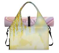 Spring Yellow Flower Sports Duffel Bag for Women Men Flower Weekend Overnight Bag with Shoe Compartment Shoulder Tote Luggage Bag for Yoga Gym Travel