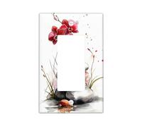 Spring Zen Light Switch Cover Plates/Outlet Covers, Red Orchids Watercolor Art for Wall Accents, Eco-friendly Wall Plates,Standard Size Single Rocker