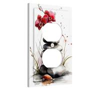 Spring Zen Light Switch Cover Plates/Outlet Covers, Red Orchids Watercolor Art for Wall Accents, Eco-friendly Wall Plates,Standard Size Single Duplex Outlet