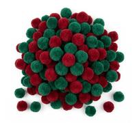 Springboard 20mm Red & Green Pom Poms Pack of 80, Festive Soft Craft Pompoms for EYFS Christmas Art & Sensory Play