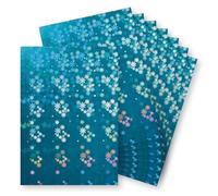 Springboard A4 Holographic Card Sheets - 230gsm Cardstock for Card Making - Holographic Card Compatible w/Die-Cutting Machines - Sparkly Craft Supplies - Turquoise (Daisies) - 10-Pack